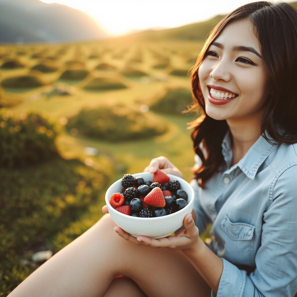 Entspannte Frau in Salzburger Landschaft
